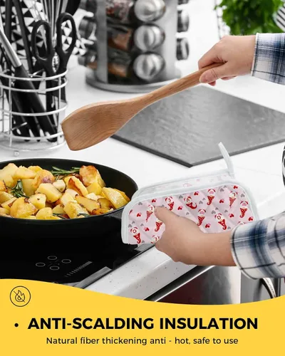 Vista 4 de 5 Packs Valentine's Day Pot Holders Sets for Kitchen,Oven Pan Plate Bowl Pads Heat Proof Mat with Hanging Loop,Thick Terry Cloth Potholders Soft