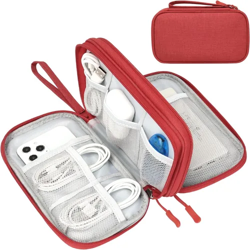 Vista 93 de FYY Organizador para accesorios electrónicos, para viajes, para cables, celular y cargadores, estuche portátil, impermeable, doble capa, bolsa
