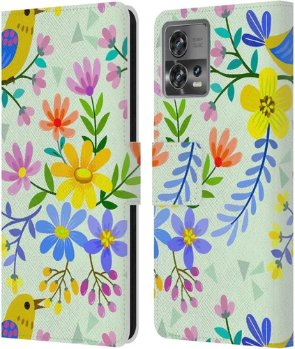 Vista 12 de Head Case Designs Officially Licensed Haroulita Blue Flower Cute Flower Pattern Leather Book Wallet Case Cover Compatible with Motorola Moto Edge 30