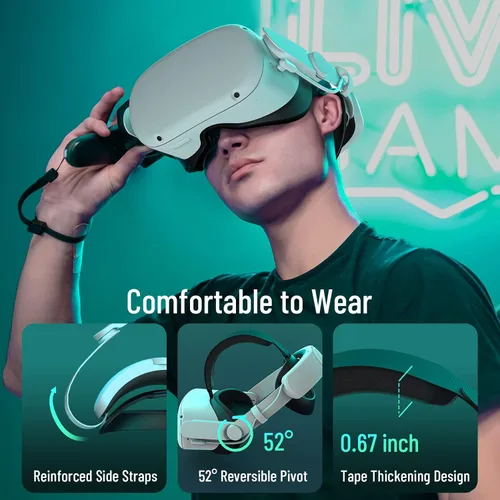 Vista 4 de Head Strap for Oculus Quest 2 Accessories with 6000mah Rechargeable Battery Pack, Okaycat Flip-Adjustable Elite Strap for Meta Quest 2 Balance and