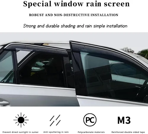 Vista 4 de Deflector de ventana lateral, para Cadillac CT4 2020-2022, viseras de ventana, protección contra la lluvia, deflector de toldo, protector contra