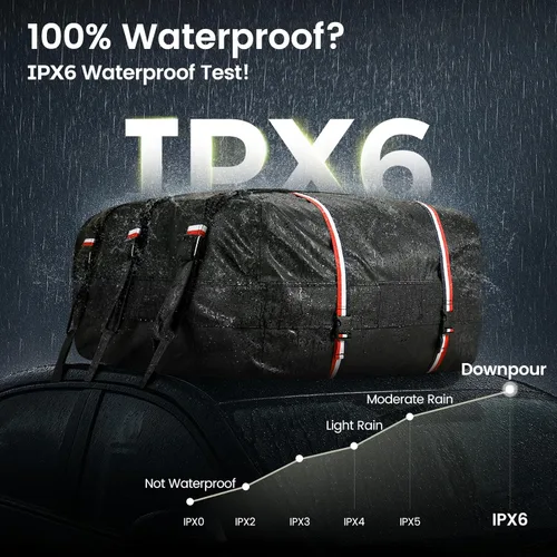 Vista 2 de Kylinlucky Bolsa de carga para techo de 23 pies cúbicos – IPX6 impermeable, 1200D de triple capa, ajuste universal para automóviles y SUV