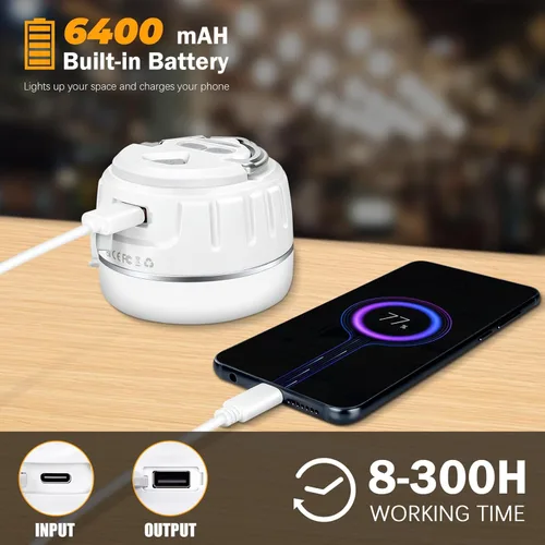 Vista 3 de Yonktoo Linterna LED recargable de 1000 lúmenes, tiempo de funcionamiento de 300 horas, 6400 mAh, IPX5 impermeable para camping, senderismo, cortes