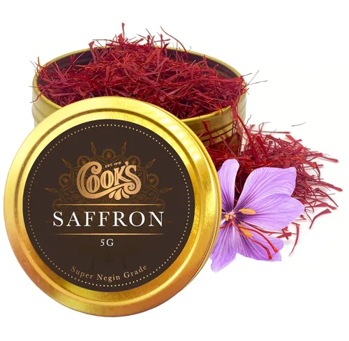 Vista 9 de Cook's, Hilos de azafrán de grado negin premium, hebras de azafrán rojo oscuro prémium para té, paella, risotto, biryani, postre, 0.18 onzas