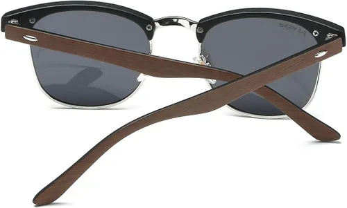 Vista 4 de AEVOGUE Gafas de sol polarizadas para mujeres y hombres, marco semiresim, gafas de sol retro AE0369