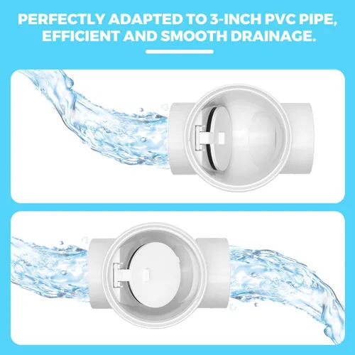 Vista 4 de Cinsda Válvula de remanso de PVC de 3", válvula de prevención de flujo de retorno de 3 pulgadas, válvula de agua de reflujo evita el reflujo