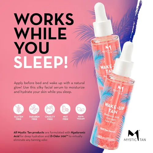 Vista 3 de Mystic Tan Wake Up Tan Face - Suero autobronceador con ácido hialurónico, 1.0 fl. oz / 1.0 fl oz