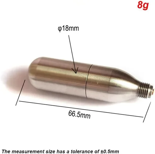 Vista 2 de Cartuchos de CO2 recargables para soda/paintball (paquete de 1), 0.28 oz, cápsulas recargables con rosca UNF 3/8-24