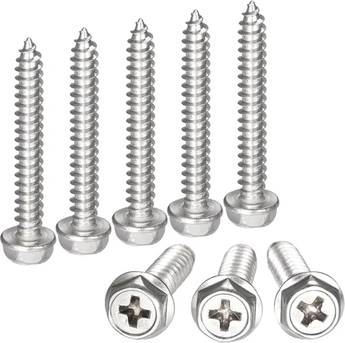 Vista 17 de uxcell Phillips - Tornillos autorroscantes para arandela hexagonal, M4 x 0.787 in, acero inoxidable 304, brida hexagonal, 25 piezas