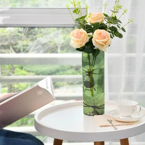 Vista 6 de Green Camouflage Helicopter Plastic Vase 11.8 x 3.9 Inch decorative Vases for Home Aesthetic Entryway Shelf Housewarming jarron para centros de mesa