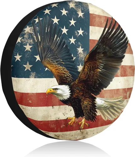 Vista 22 de Cubierta de neumático de bandera americana «I Go Where I'm Towed» impermeable a prueba de polvo universal de 14 pulgadas para rueda de repuesto