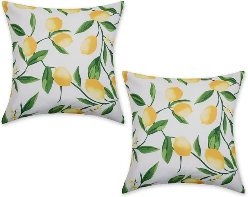 Vista 9 de DII Colección de fundas de almohada de poliéster repelente al agua para exteriores, reversible, 18x18, Ikat negro, 2 piezas