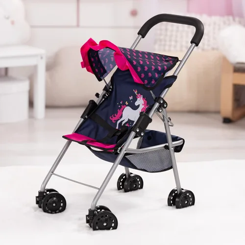 Vista 4 de Bayer Cochecito de muñeca de 18 pulgadas con diseño plegable, unicornio, juguete de simulación