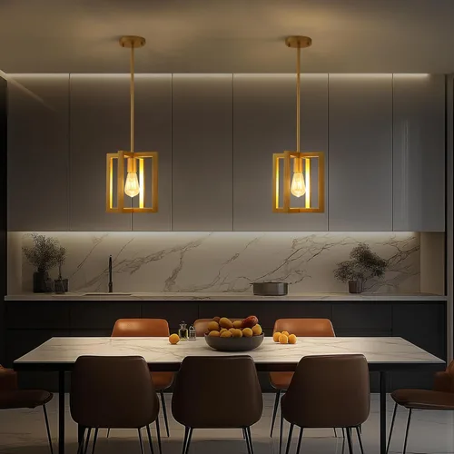 Vista 3 de Mini moderna iluminación colgante dorada de granja para isla de cocina, lámpara industrial ajustable para entrada colgante para pasillo, dormitorio