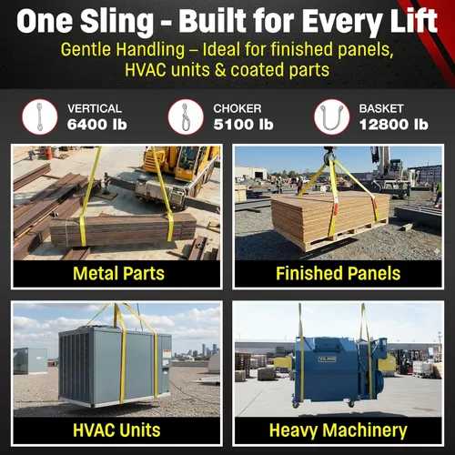 Vista 5 de DD Sling (Hecho en EE. UU.). 2 pulgadas de ancho X (longitudes de 4' a 20') en el listado! Eslingas de nylon de 2 capas con ojo torcido, de ojo a