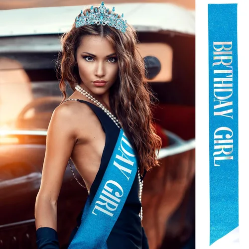 Vista 2 de VELSCRUN Coronas de tiara de princesa para mujer, diadema y banda para cumpleaños, decoraciones y regalos de feliz cumpleaños, Carburo cementado