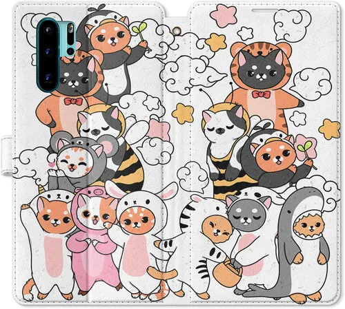 Vista 7 de Funda de repuesto para Huawei P30 Pro P30 Mate 30 Pro Mate 30 Mate 20 Pro Mate 20 Magnético Fast Food Art Salsa Folio Popcorn PU Cuero Tarjetero