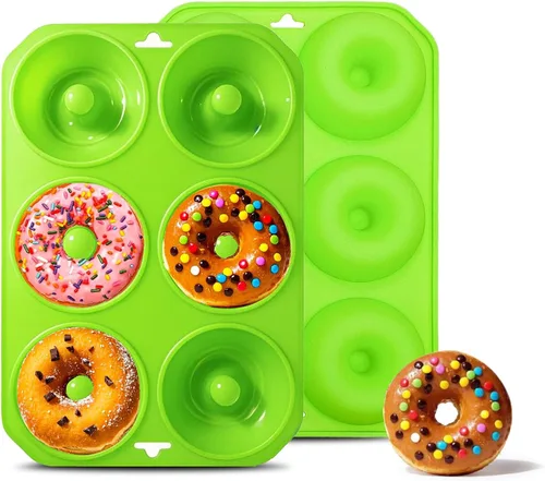 Vista 9 de Moldes de silicona para donas, mini moldes de silicona para hornear sabrosas rosquillas, bagels, cakecups y más (2 azul)