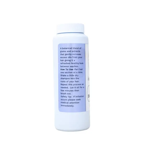 Vista 4 de Botella de champú seco para cabello saludable, 2.5 onzas, fórmula botánica en polvo sin perfume, elimina el exceso de aceites en el cuero cabelludo