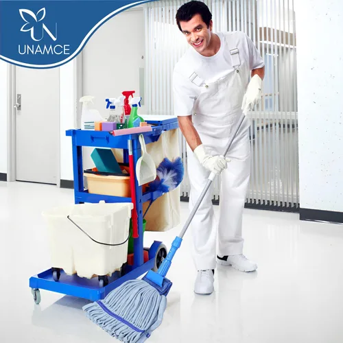 Vista 3 de Paquete de 2 cabezales de trapeador de microfibra resistentes de repuesto, resistente, azul, lavable a máquina, extra absorbente, extra grande