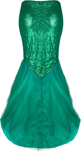 Vista 6 de FEESHOW Falda larga de lentejuelas brillantes para mujer, disfraz de Halloween, cola de sirena