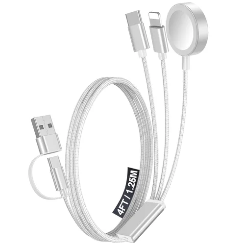 Vista 19 de Paquete de 1 cable de carga múltiple para artículos esenciales de viaje, cargador de Apple Watch, cargador de iPhone, [3 en 2] cable tipo