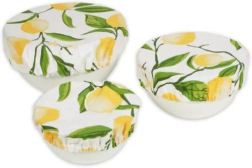 Vista 15 de DII Colección de fundas de tela reutilizables, lavables a máquina, algodón con elástico para almacenamiento de alimentos, 10.25"/8.25"/7.5" de rojo