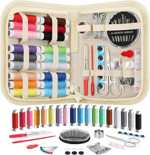 Coquimbo - Kit de costura para adultos, niños, principiantes, viajeros, suministros de costura portátiles, contiene cinta métrica suave, tijeras,
