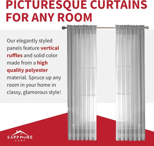 Vista 4 de Sapphire Home - Paneles de cortina (2 unidades), cortinas translúcidas de 54 x 84 (108 de ancho en total), paneles de gasa para dormitorio, sala
