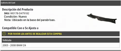 Marketplace Auto Parts Cubierta de capó - Compatible con Bmw Z4 2003-2008