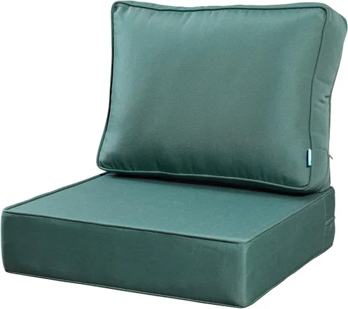 ARTPLAN Deep Seat - Cojines para sillas de patio al aire libre, juego de 2 cojines de asiento y respaldo, 24 x 24 x 6 pulgadas y 18 x 24 pulgadas,