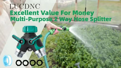 Vista 7 de Garden Hose Splitter 2 Way 3/4 Inch Faucet Y Connector With Shut Off Valve,Garden Supplies Water Hose Splitter Adapter For Indoor Outdoor Faucets