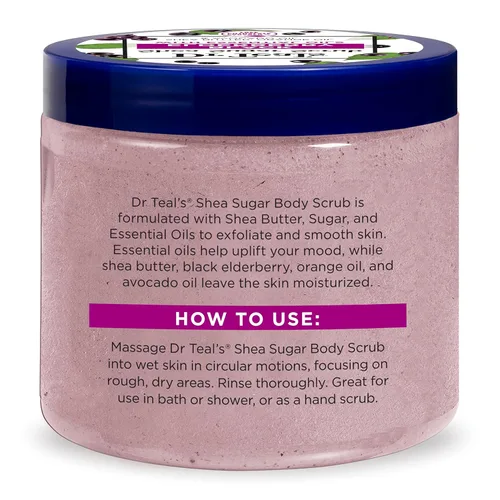 Vista 9 de Dr Teal's Exfoliante corporal de azúcar de karité, saúco negro con aceites esenciales, 19 onzas (paquete de 3)