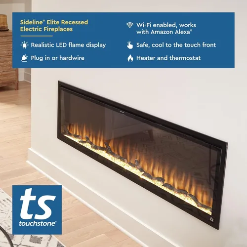 Vista 3 de Touchstone Forte Elite - Chimenea eléctrica inteligente con WiFi - 40" de ancho/26.6" de alto - empotrada en pared - 60 combinaciones