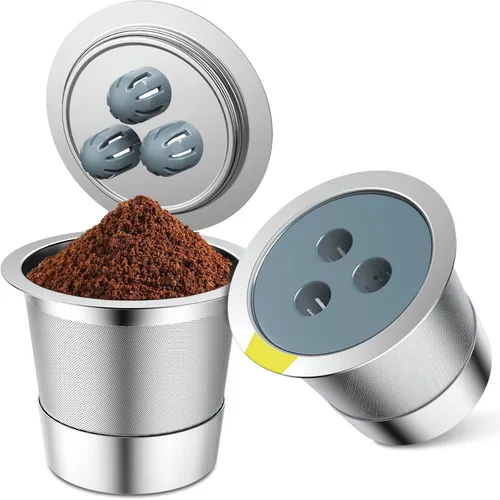 Vista 7 de Tazas K reutilizables de acero inoxidable compatibles con cafetera Ninja, cápsulas de café reutilizables K Cup, filtros de café reutilizables