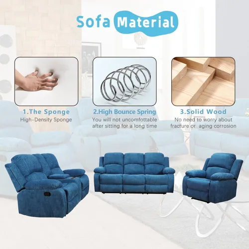 Vista 4 de A Ainehome Juego de muebles de sala de estar, juego de sofá reclinable, sofá de dos plazas para sala de estar, espacio pequeño, caravana, casa