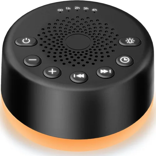 Máquina de sonido Easysleep - Máquina de ruido blanco con 25 sonidos relajantes y luces nocturnas con función de memoria, 32 niveles de volumen y 5