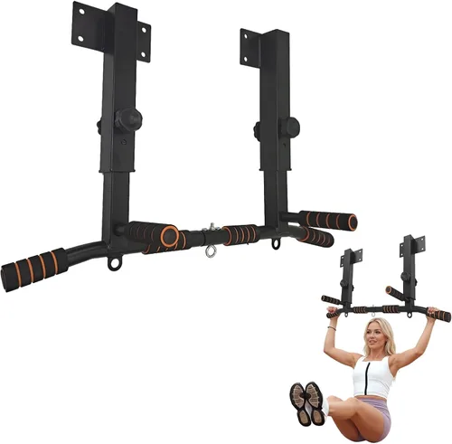 ptlsy Wall Mounted Pull Up Bar Multifunctional with Multi-grip Chin Up Bar Heavy Duty Dip Station for Home Gym Indoor Workout, Fitness Equipment,