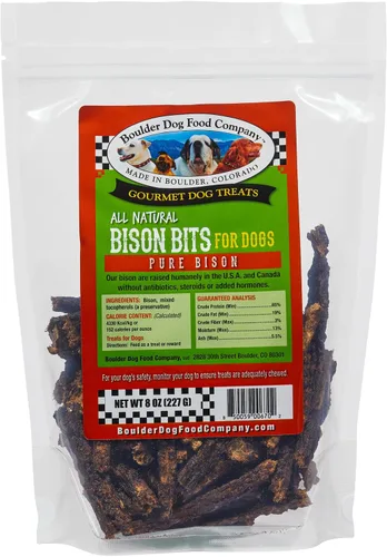 Bison Bits: Golosinas para perros Pure Bison - Golosinas para perros naturales, aprobadas por veterinarios, ingredientes limitados, sin granos,