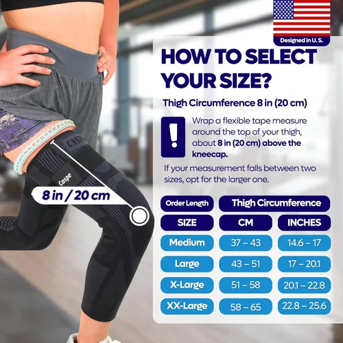 Vista 4 de Caspe Leg Compression Sleeve With Strap, Full Length Thigh Knee Calf Support, Knee Compression Sleeve Women & Men, Full Leg Support for Light