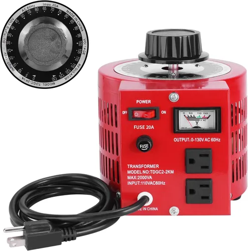 Fuente de alimentación auto del regulador de voltaje de CA del transformador variable de 20 amperios, 2000VA máximo, 0 ~ 130 voltios de salida
