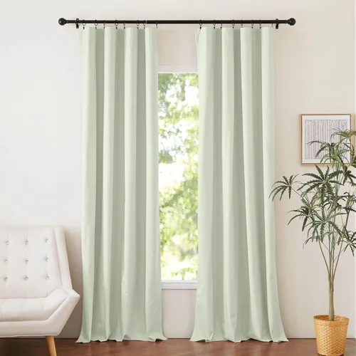 Vista 13 de NICETOWN Cortinas de lino 100% opacas para sala de estar con forro blanco aislado térmico, 52 pulgadas de ancho, 2 paneles, cortinas de 84 pulgadas