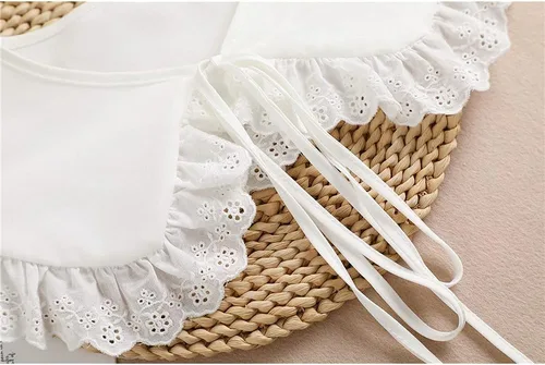 Vista 6 de YEKEYI Collar falso desmontable bordado cuello Ruff mini capa Dickey collar para mujeres niñas