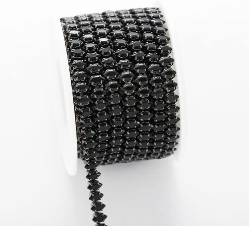 Vista 20 de 2 yardas de diamantes de imitación flotantes de cristal de circón para cerrar, cadena rectangular con cuentas para costura, manualidades, decoración