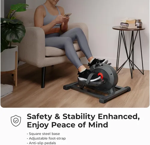 Vista 4 de Sunny Health & Fitness Under Desk Pedal Elliptical Machine, Adjustable Resistance Leg Exerciser Office Home Workout While Sitting for Seniors