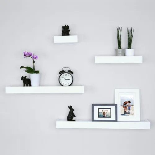 Vista 12 de Ballucci estante para pared con repisas moderno, juego de 4 unidades, Madera, Negro, Set de 4