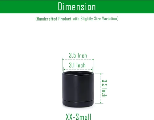 Vista 2 de D'vine Dev - Juego de 2 macetas de plantas de 3.5 pulgadas, maceta de cerámica para plantas con agujero de drenaje y platillo, negra, 94-V-A-2