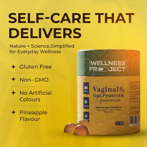 Vista 5 de The Wellness Project Probiótico vaginal e intestinal + gomitas prebióticas Probióticos clínicamente estudiados de triple fuerza para un equilibrio