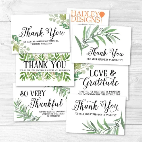 Vista 7 de Hadley Designs 24 tarjetas de agradecimiento, sobres, nota de agradecimiento funeral de duelo vegetal, suministros de gratitud de condolencia
