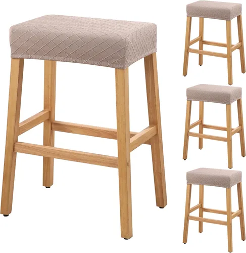 Vista 25 de YISUN Fundas de taburete rectangulares, paquete de 2 fundas elásticas impermeables para asiento de silla de montar, taburetes de bar, sillas de bar